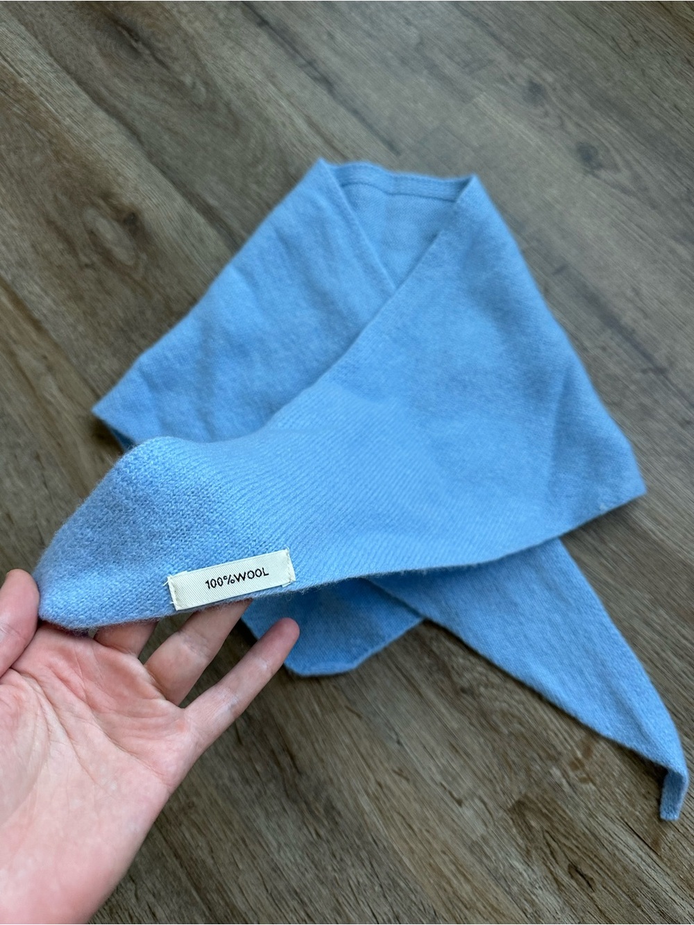 Wool Blue Triangle Scarf - Picture 2 of 5